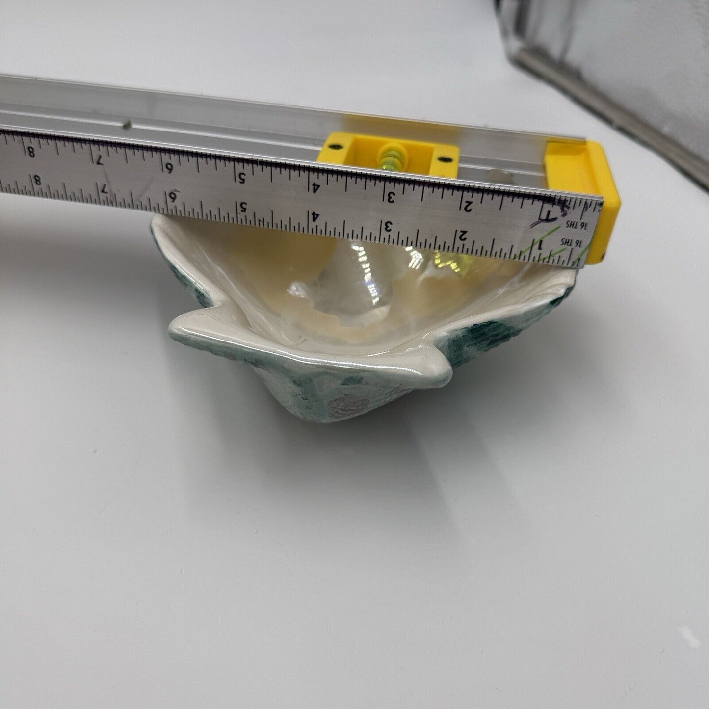 Vintage Ceramic Majolica Seashell Footed Bowl Victorian Jewelry Tray Art Pottery