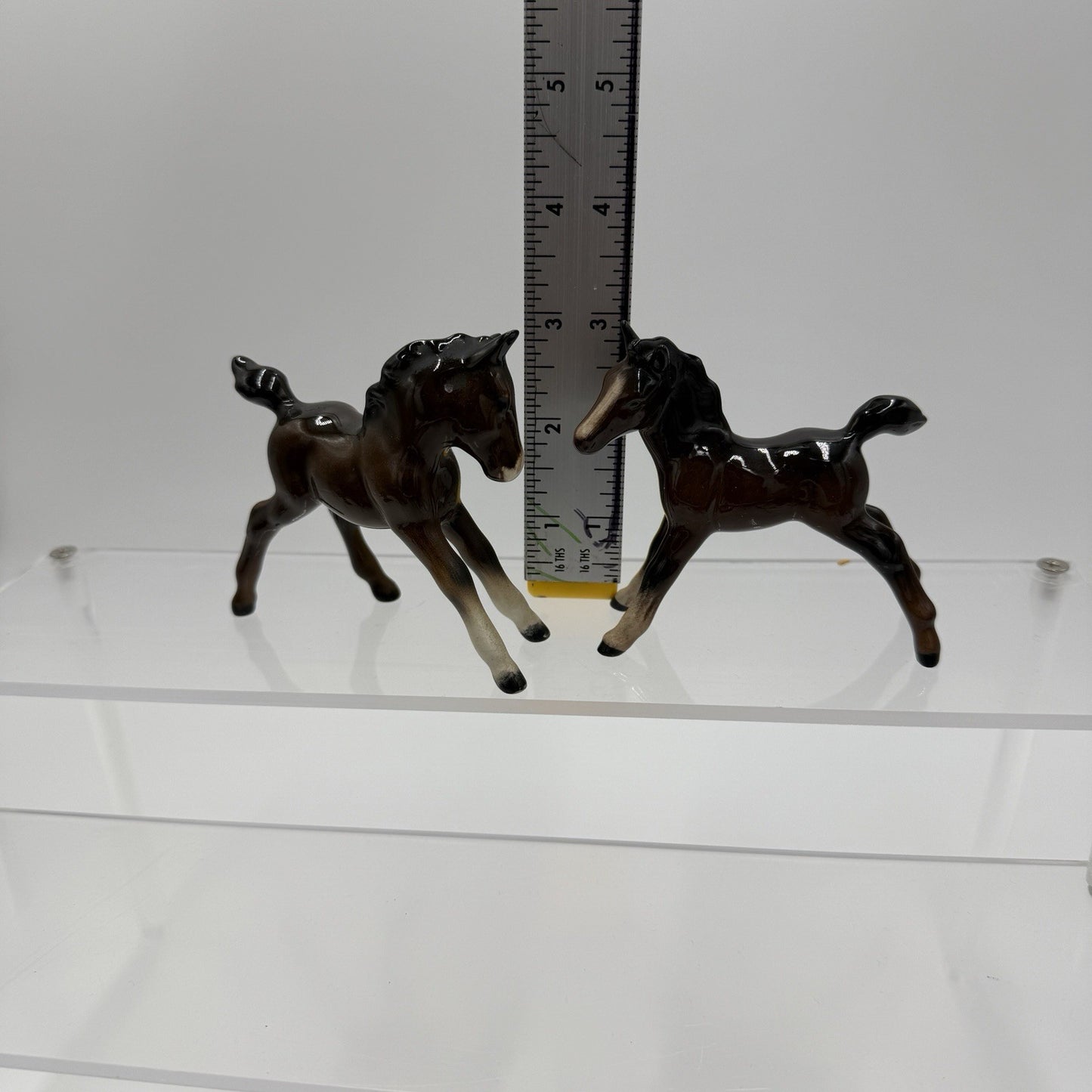 Vintage Beswick England Ceramic Glazed Painted Playful Foals Figurines Horses 3”