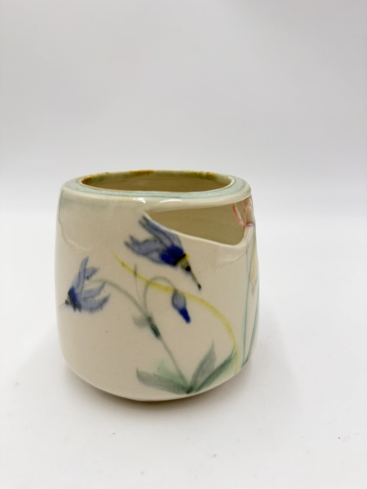 Vintage Robert Finn Studio Art Pottery California Pierced Floral Vase 3.5”