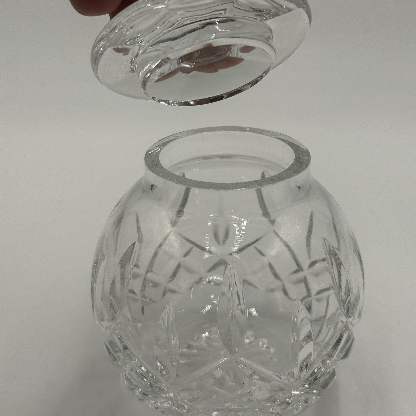 Vintage Waterford Crystal Lismore Honey Pot With Lid Clear 5in Ireland Gothic