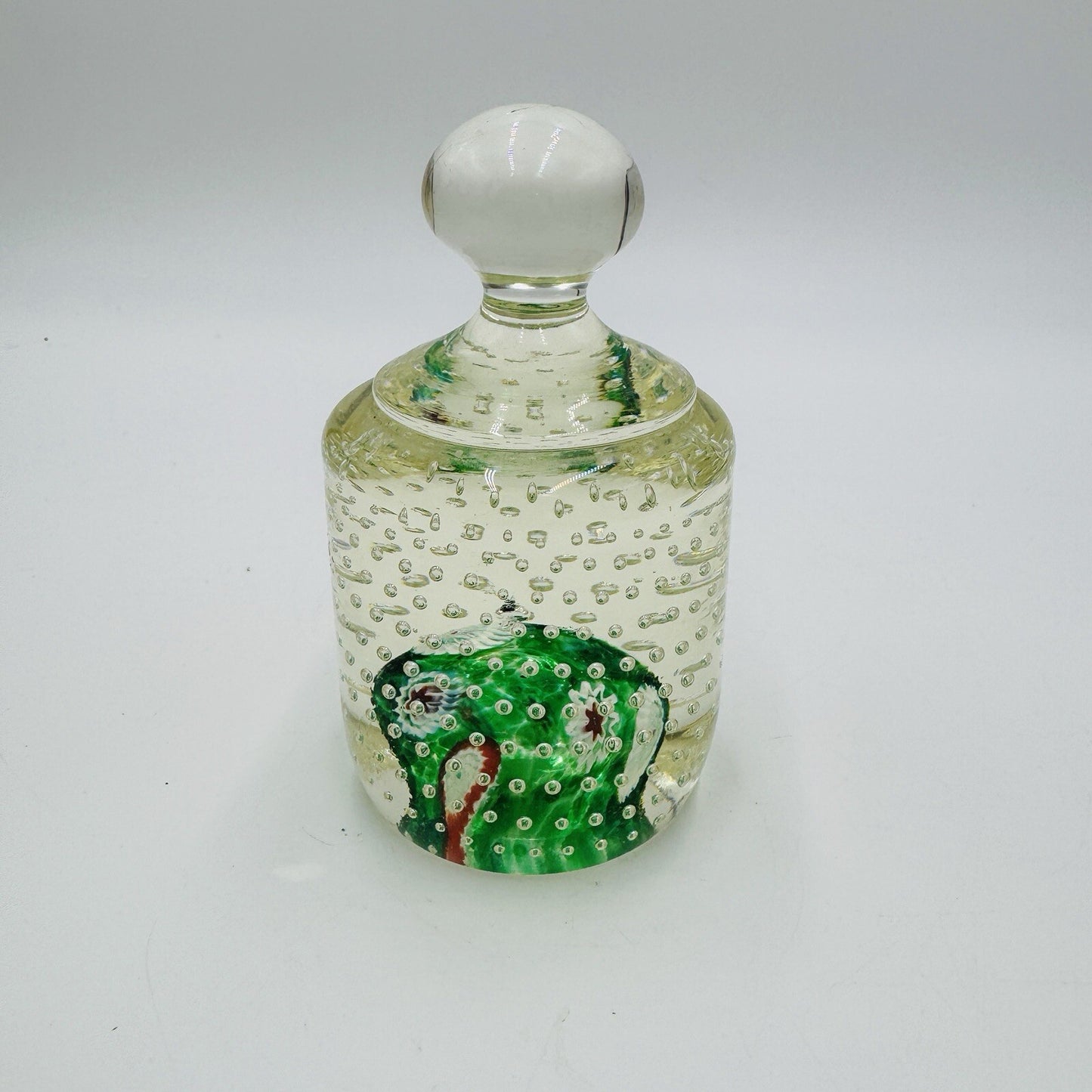 Vtg Fratelli Toso Murano Millefiori Control Bubble Art Glass Paperweight - Italy