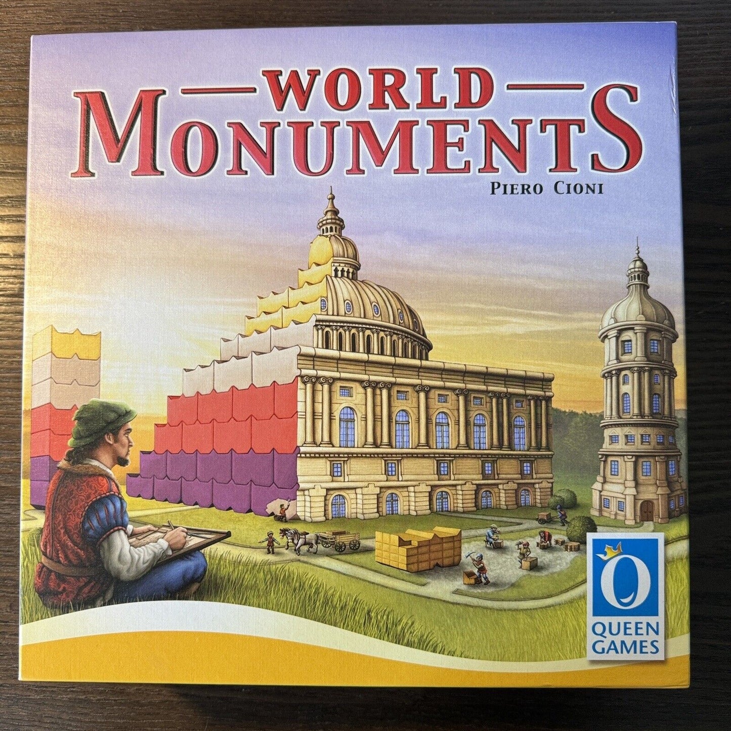 Queen Games World Monuments Piero Cioni 2016 Big Wooden Piece 2-4 Players Fun