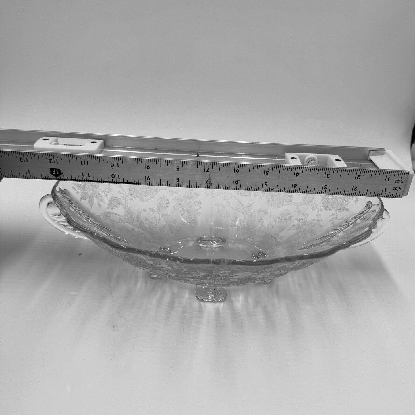 Antique CAMBRIDGE Rosepoint Footed DOUBLE HANDLED OVAL BOWL Embossed