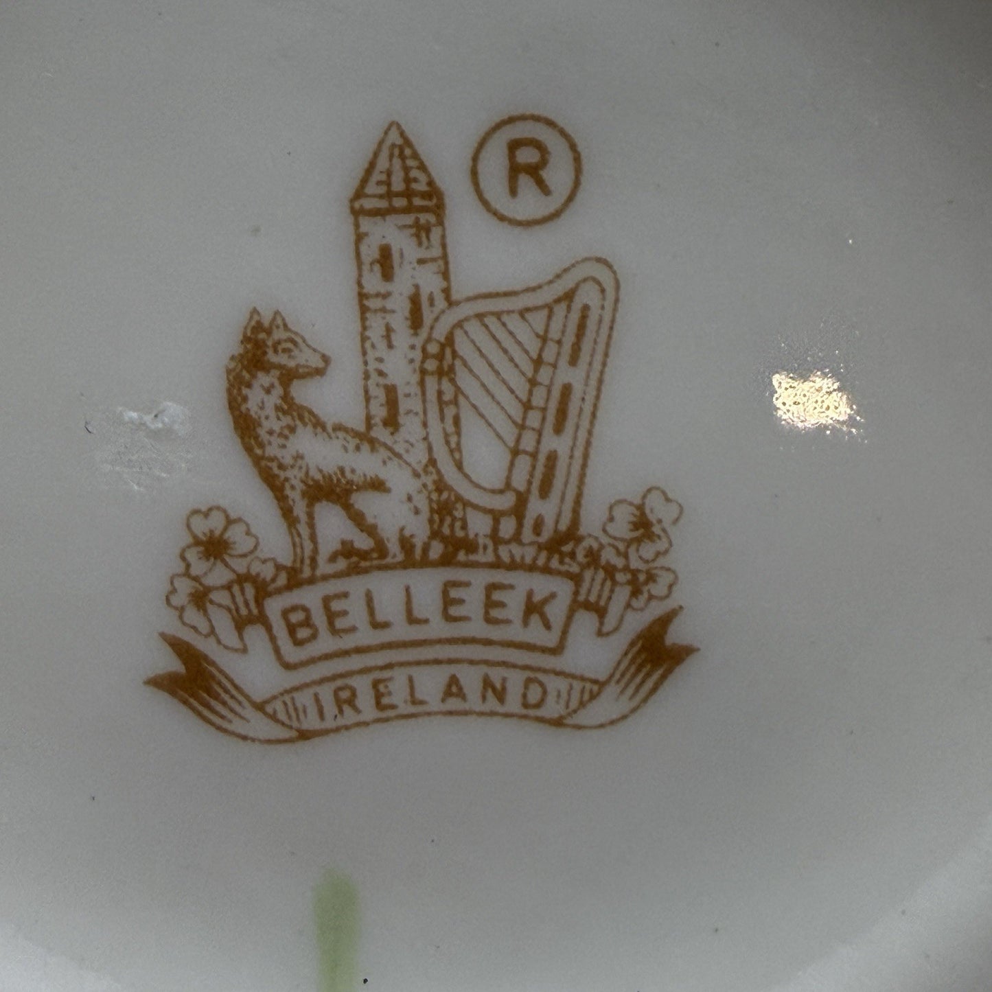 Belleek Ireland Vase Off White Applied Yellow Floral Vintage 7in Tall Porcelain