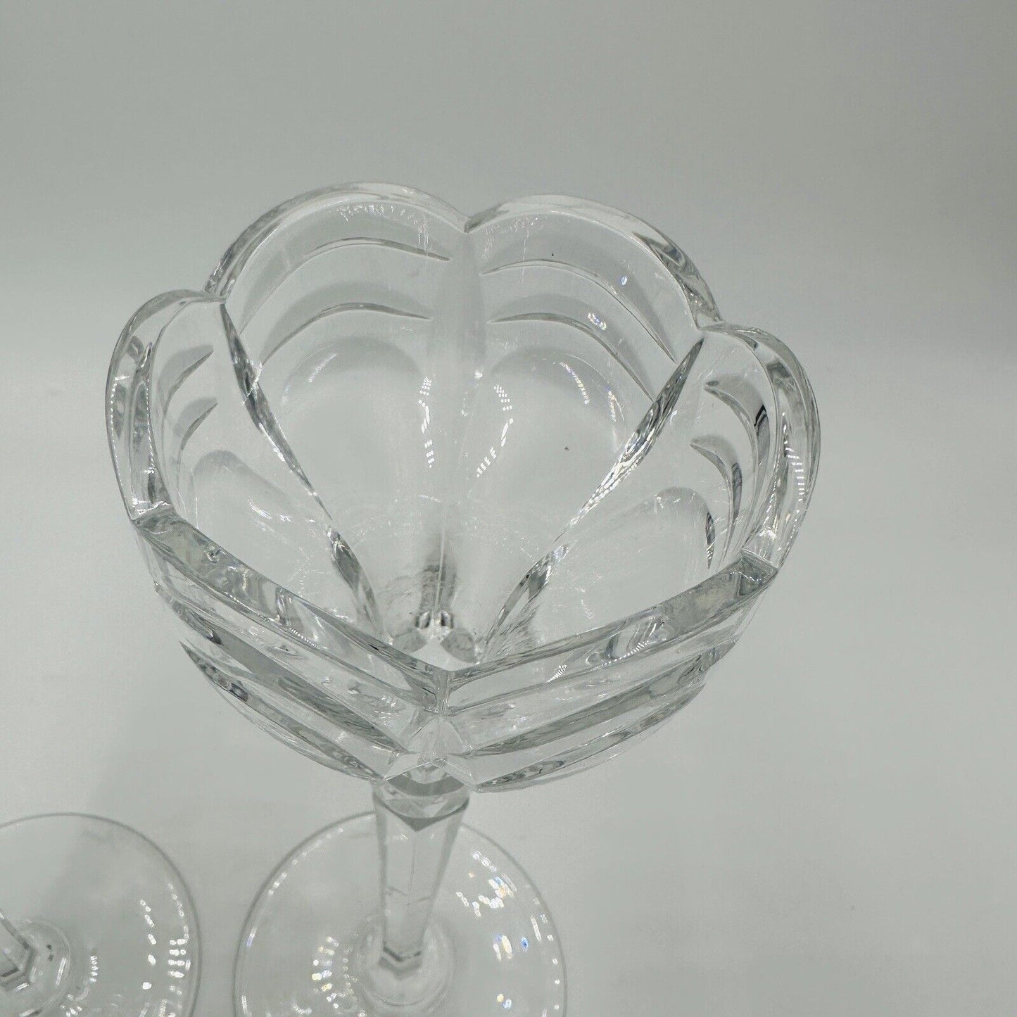 Rogaska Crystal Scalloped Wave Tall Candlestick Holders 10 1/2in Clear Vintage