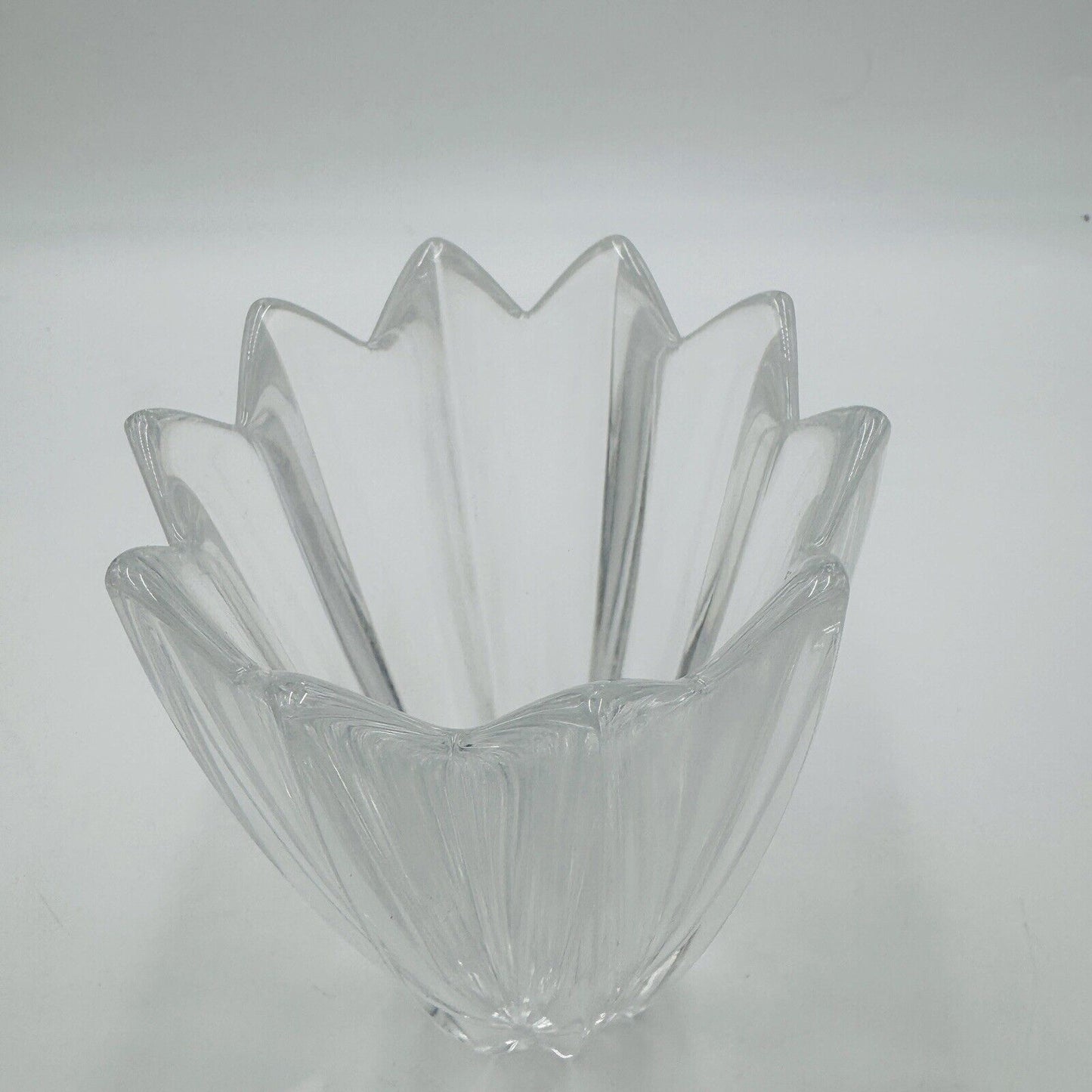 Vintage Orrefors Crystal FLEUR VASE Sweden 6” Lead Original Sticker Decor