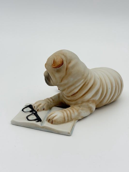 Franklin Mint Porcelain Shar-pei Dog Puppy Painted Vintage Figurine 3”x5”