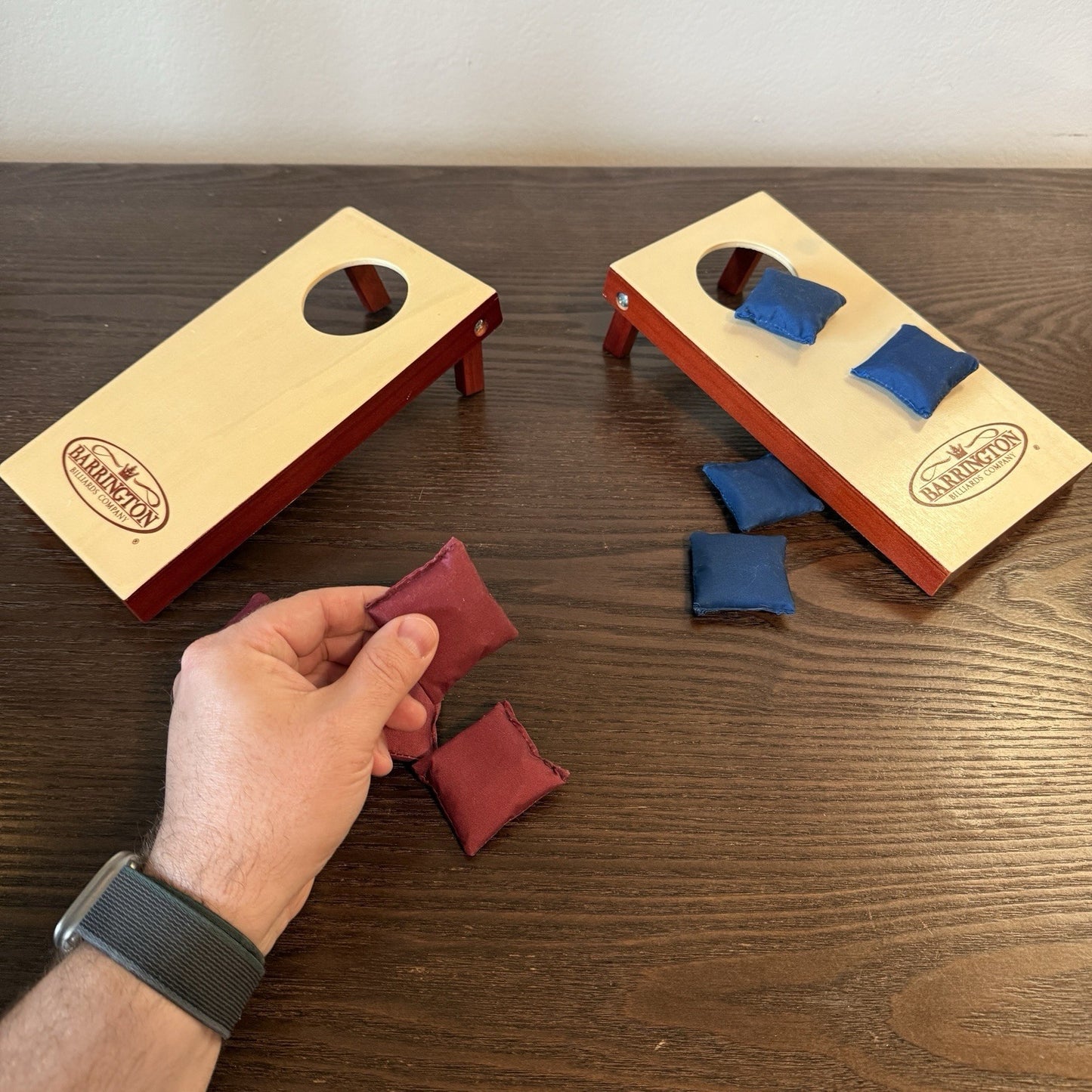 Barrington Table Top Bean Bag Toss Game Wooden Corn Hole Office Desk Size