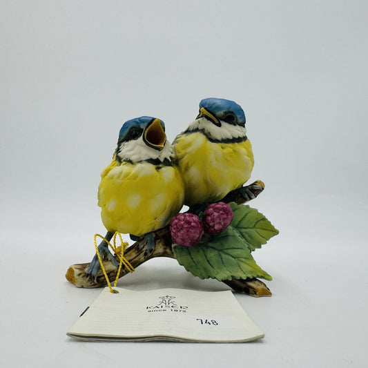 Kaiser Germany Porcelain Bisque Blue Tít Birds Titmice Signed GAWANTKA Figurine