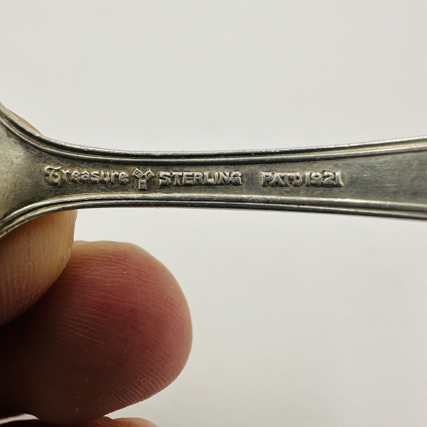 PATD 1921 Lunt William & Mary Baby Fork & Spoon Set Treasures Sterling 4” 2 Pcs