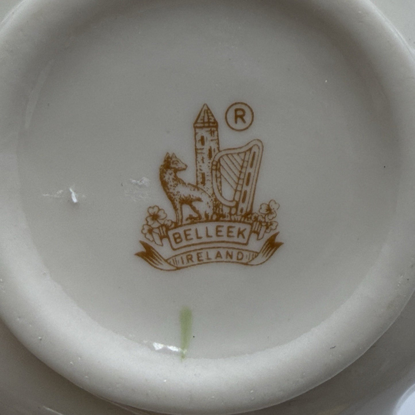 Belleek Ireland Vase Off White Applied Yellow Floral Vintage 7in Tall Porcelain