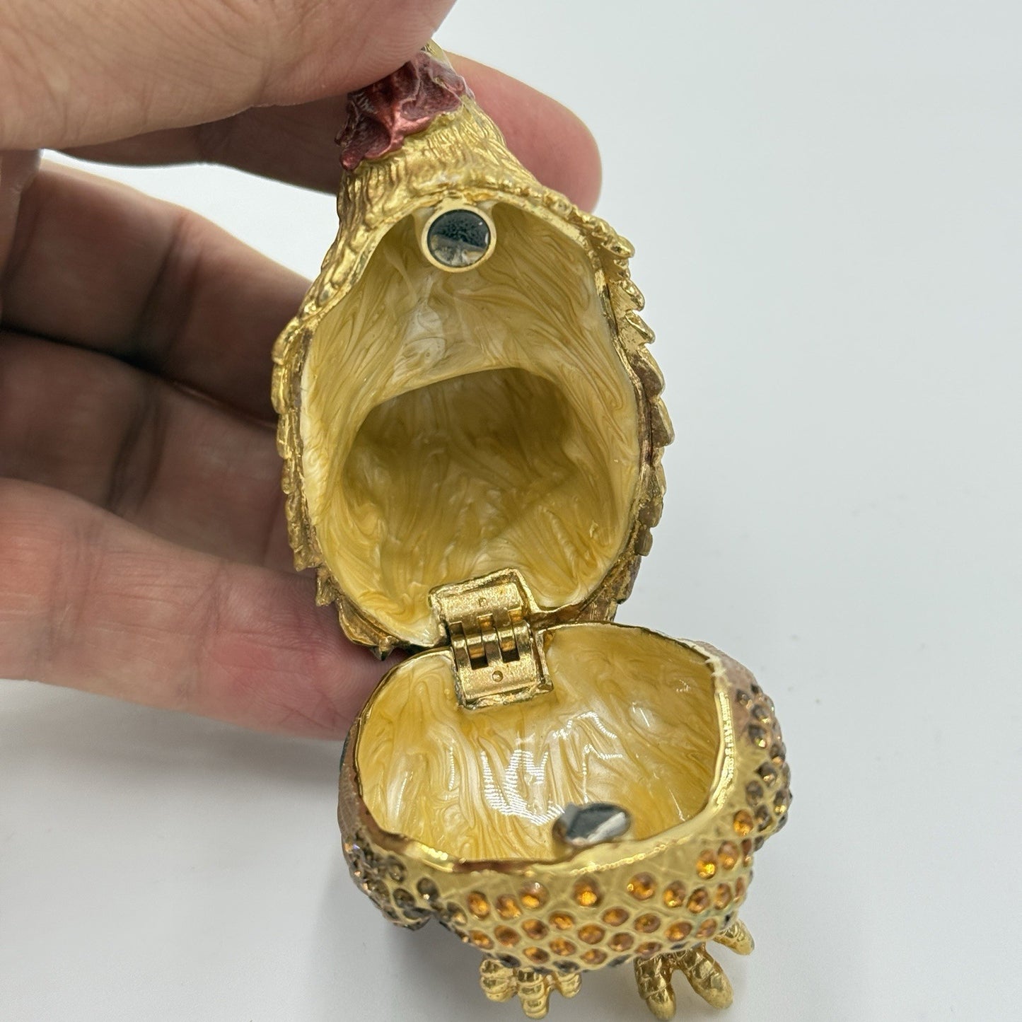 Vintage Rucinni Rooster Trinket Box Jeweled With Swarovski Crystals Original Box