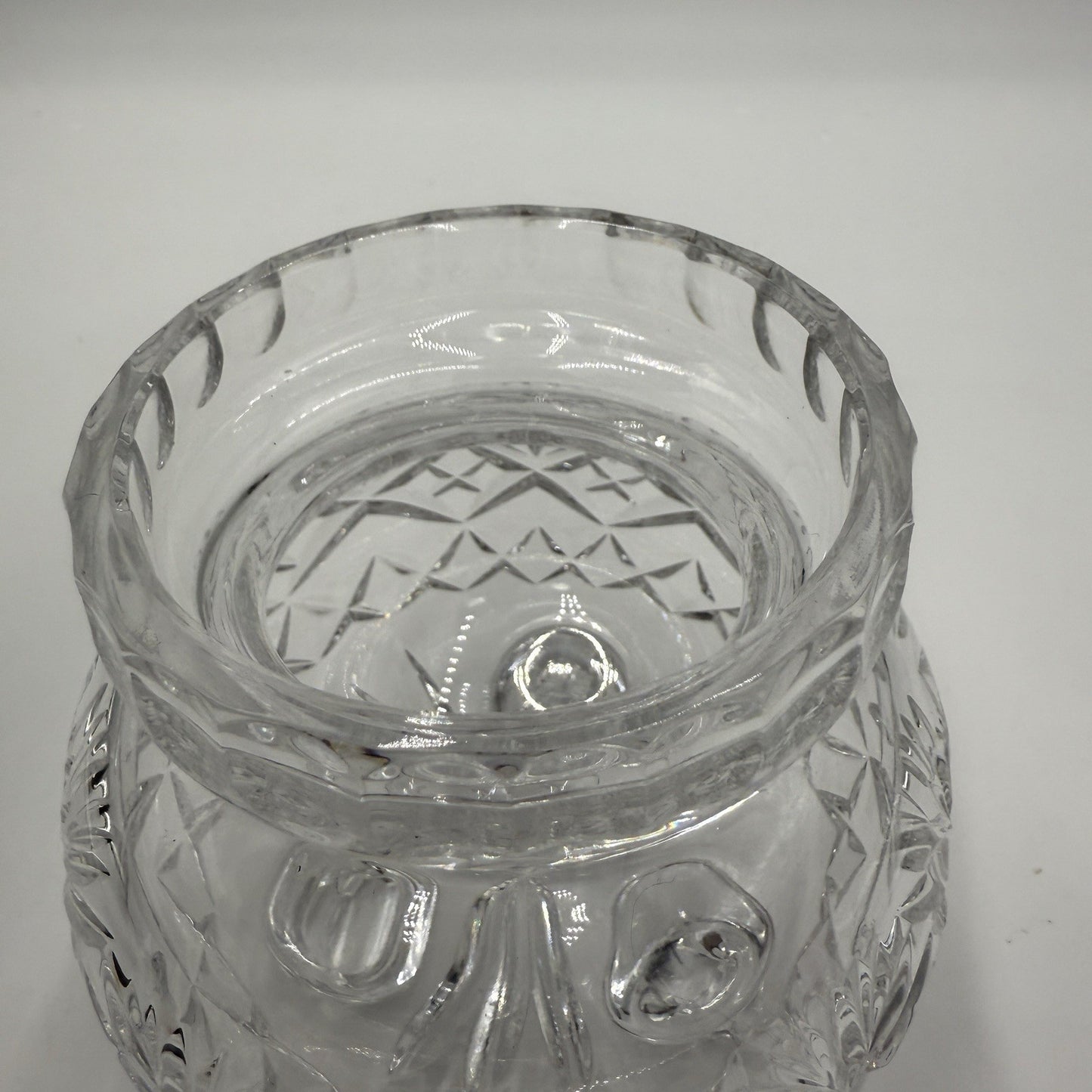 Vintage Essex crystal Footed Jam/Jelly W/lid Spoon Cut Clear