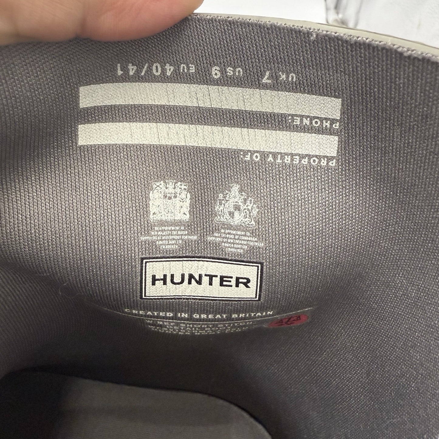 HUNTER Refined Stitch Short Wellington women gray US 9 Rubber Rain Boots