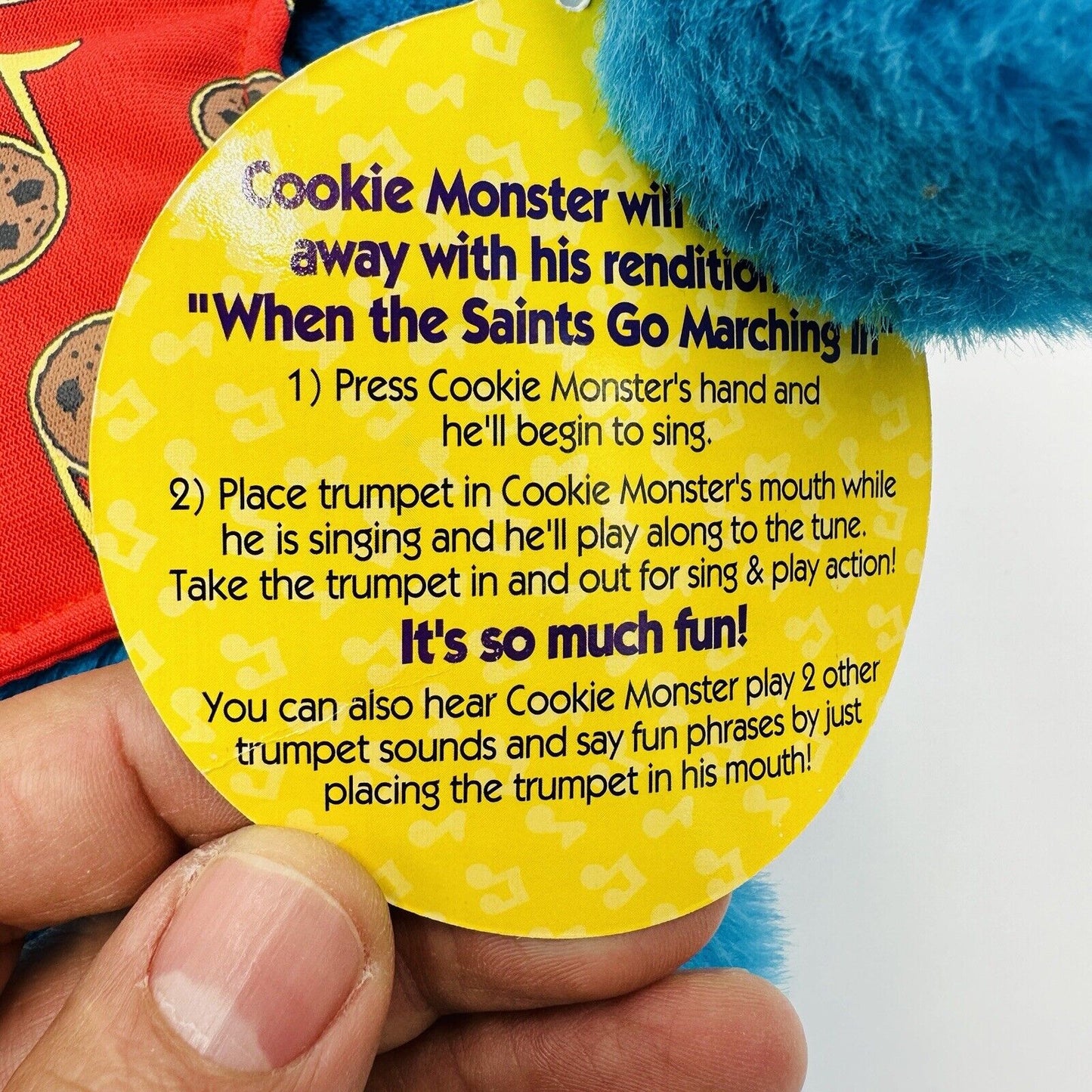 Mattel Tyco Sesame Street Cookie Monster Trumpet Playing Plush Talking 2000