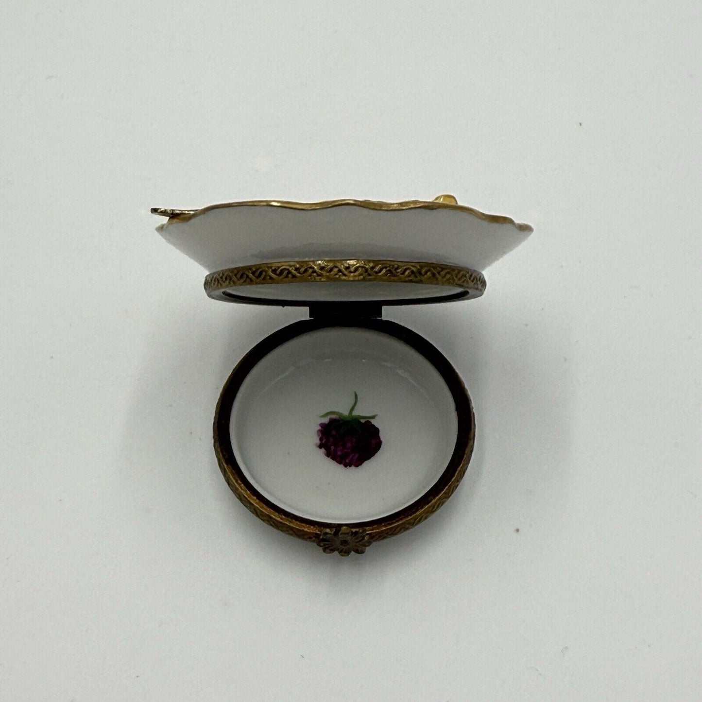 Vintage Limoges France Porcelain Apple Pie Dessert on Plate Trinket Box Miniatur