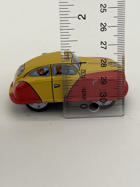Tin Toy Yellow Taxi Cab Retro Clockwork Toy Car Vintage 1”x2” Metal Japan 6781