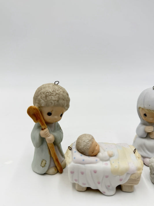 Precious Moments Enesco Miniature Nativity Christmas Ornaments Porcelain