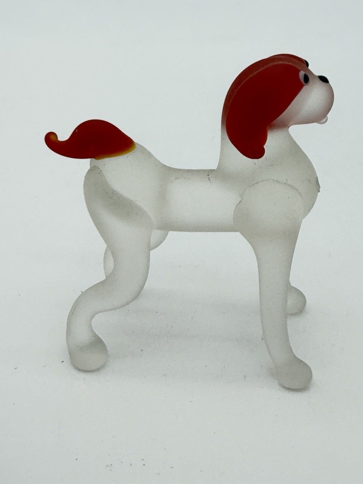 Vintage Art Glass Hand Blown Vizla Dog Red White Figurine 2.5”Italian European