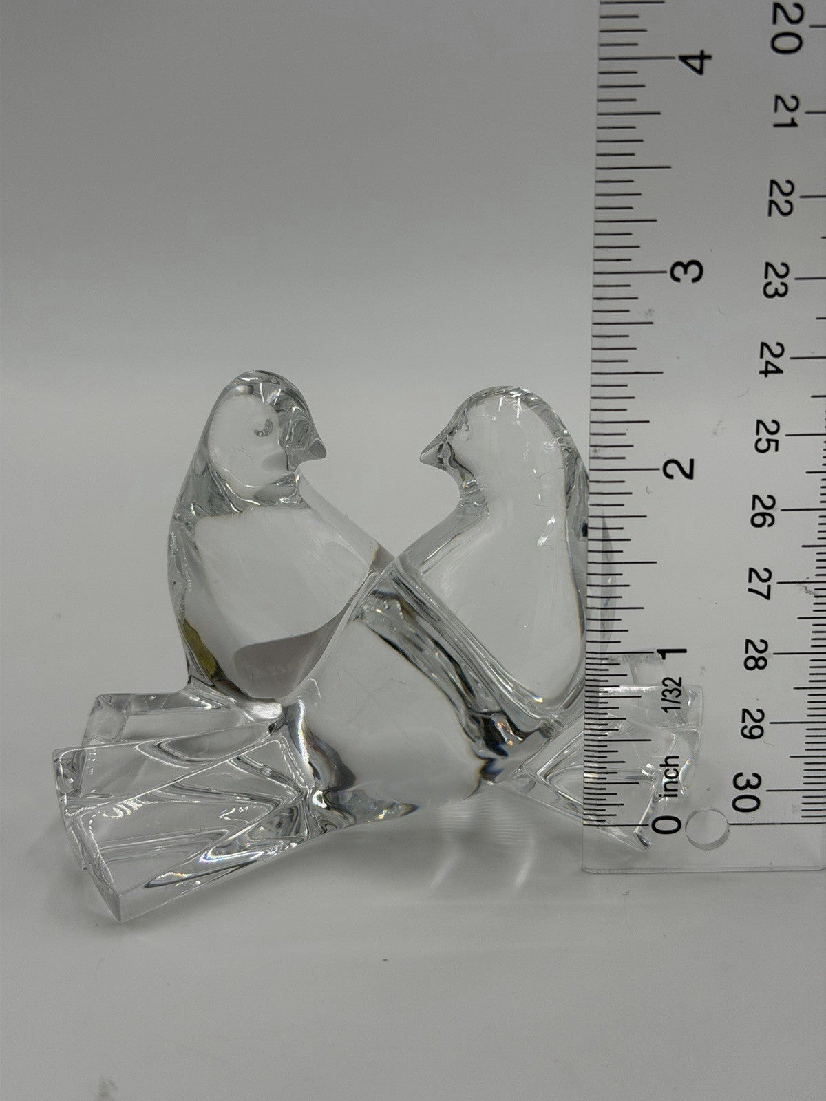 Baccarat France Crystal LOVE BIRDS Doves Figurine Clear 2.5”H X4” Vtg
