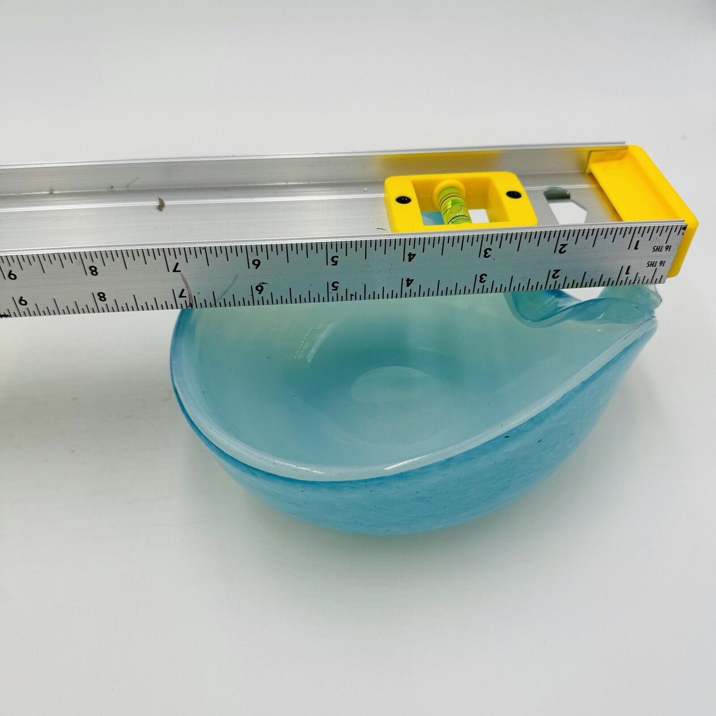 MCM Murano Art Glass Barbini Aqua Blue Bowl Italy Hand Blown