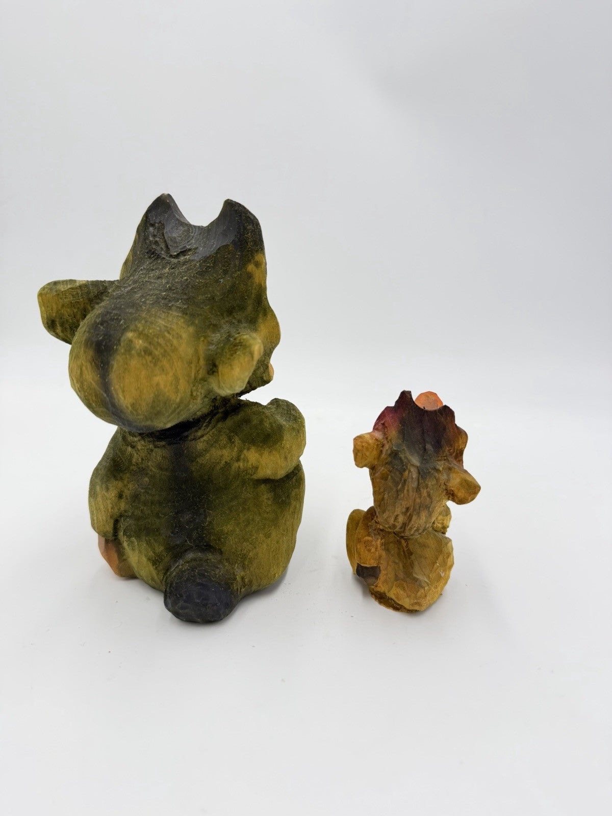 Henning Hand Carved Norwegian Troll Authentic Wooden Folk Art Figurine 6.5” Set