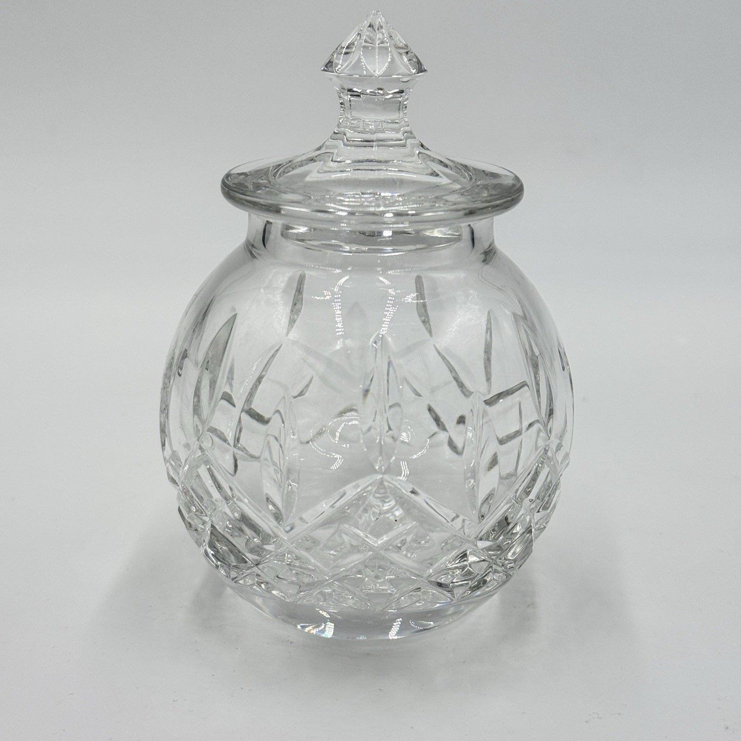 Vintage Waterford Crystal Lismore Honey Pot With Lid Clear 5in Ireland Gothic