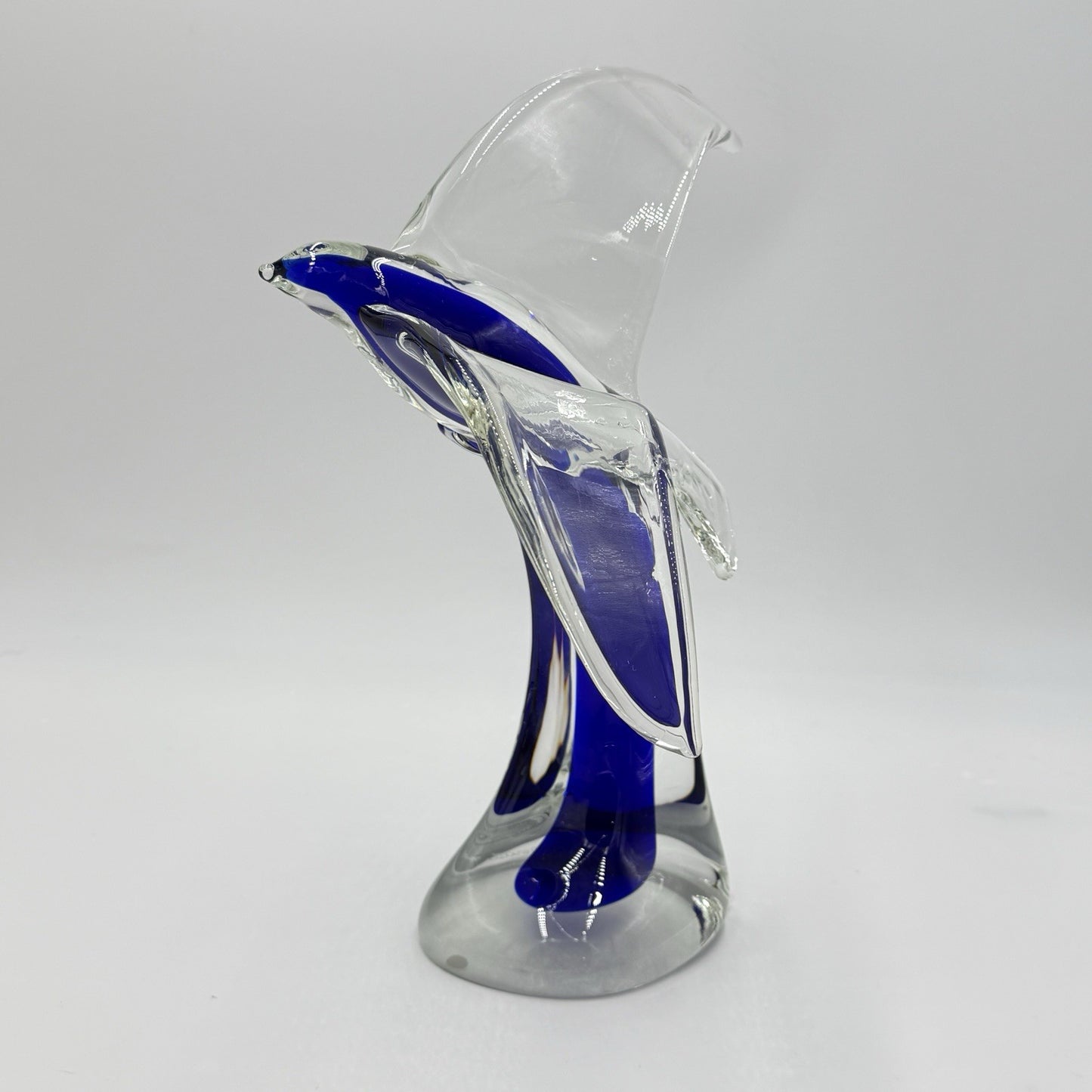 Vtg Murano Roberto Moretti Seagul Blue Cobalt Abstract Sculpture 13” Art Glass