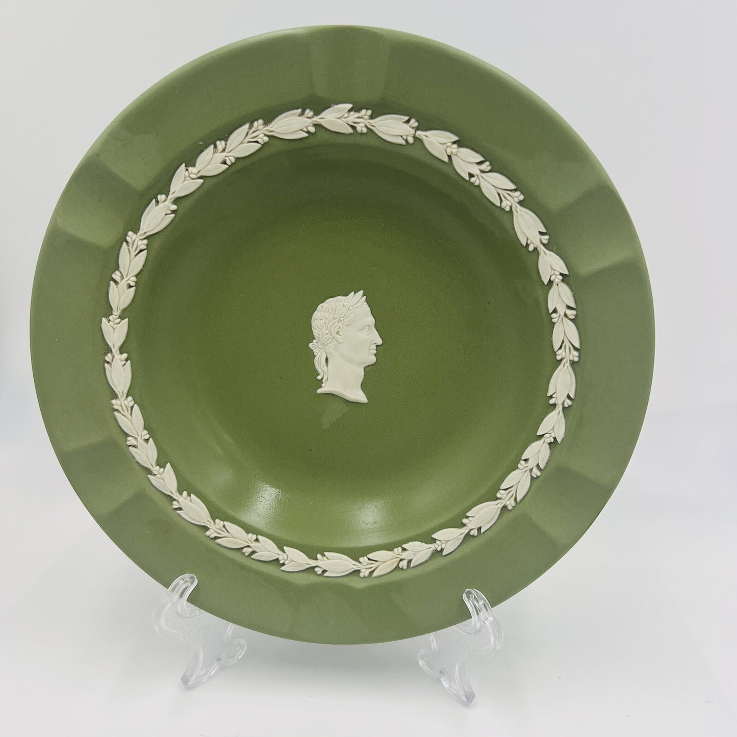 Wedgwood Green Jasperware Julius Caesar Side Profile Vintage Tray Plate