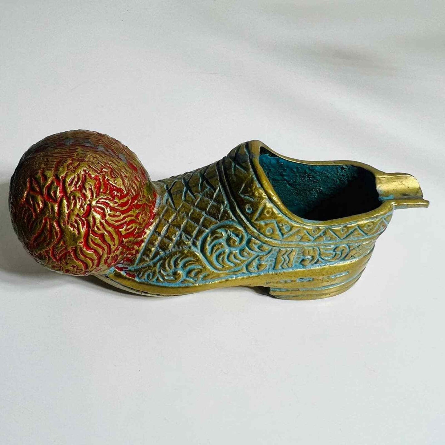 Brass Ashtray Shoe Cigarette Holder Metal Design Home Decor Vintage Ball