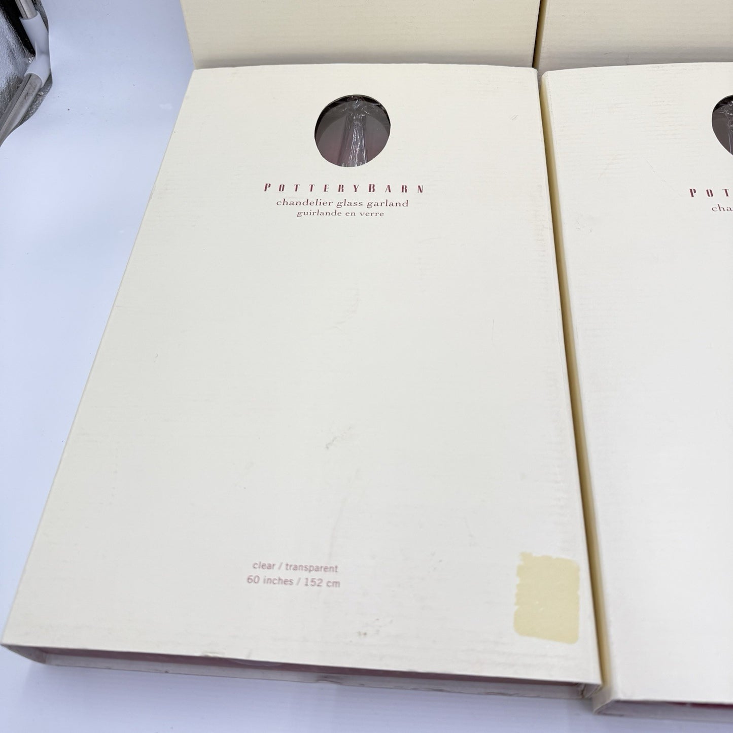 Pottery Barn Christmas Chandelier Glass Garland 60” Clear 4 Sets Boxed
