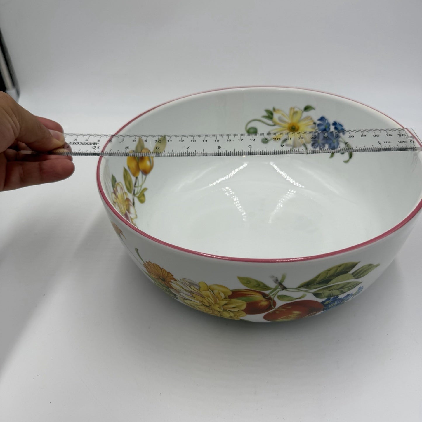 Rare Royal Worcester Ashford Red Trim 10" Large Salad Serving Bowl Porcelain UK