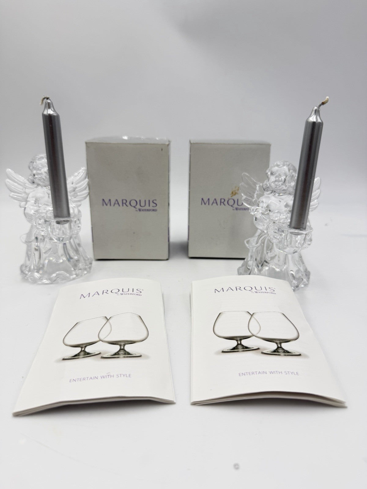 Marquis By Waterford Germany Angels Christmas Candle Holders 4” Set
