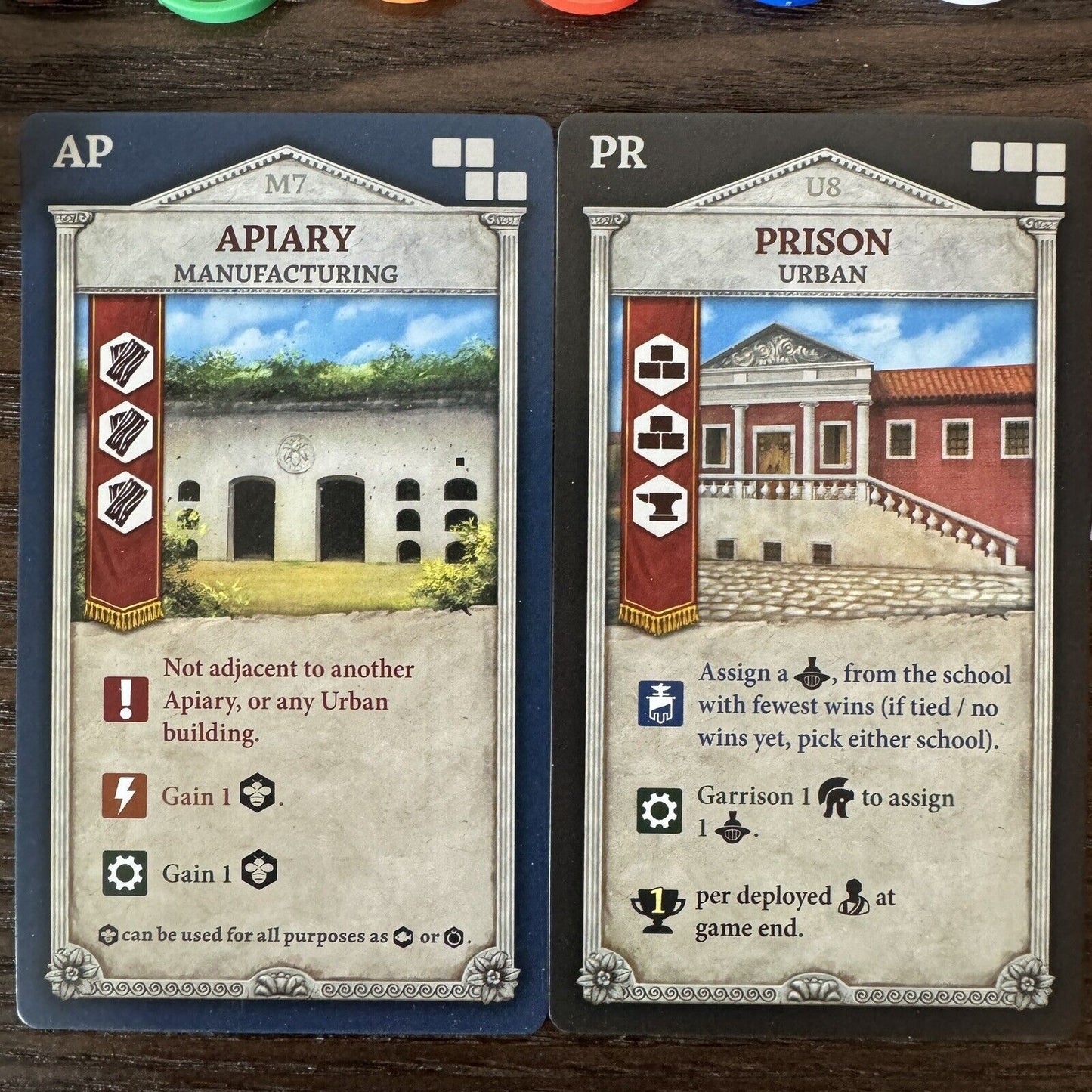 Rome and Roll Kickstarter Extras Character Figures Red 2 Cards Apiary & Prison