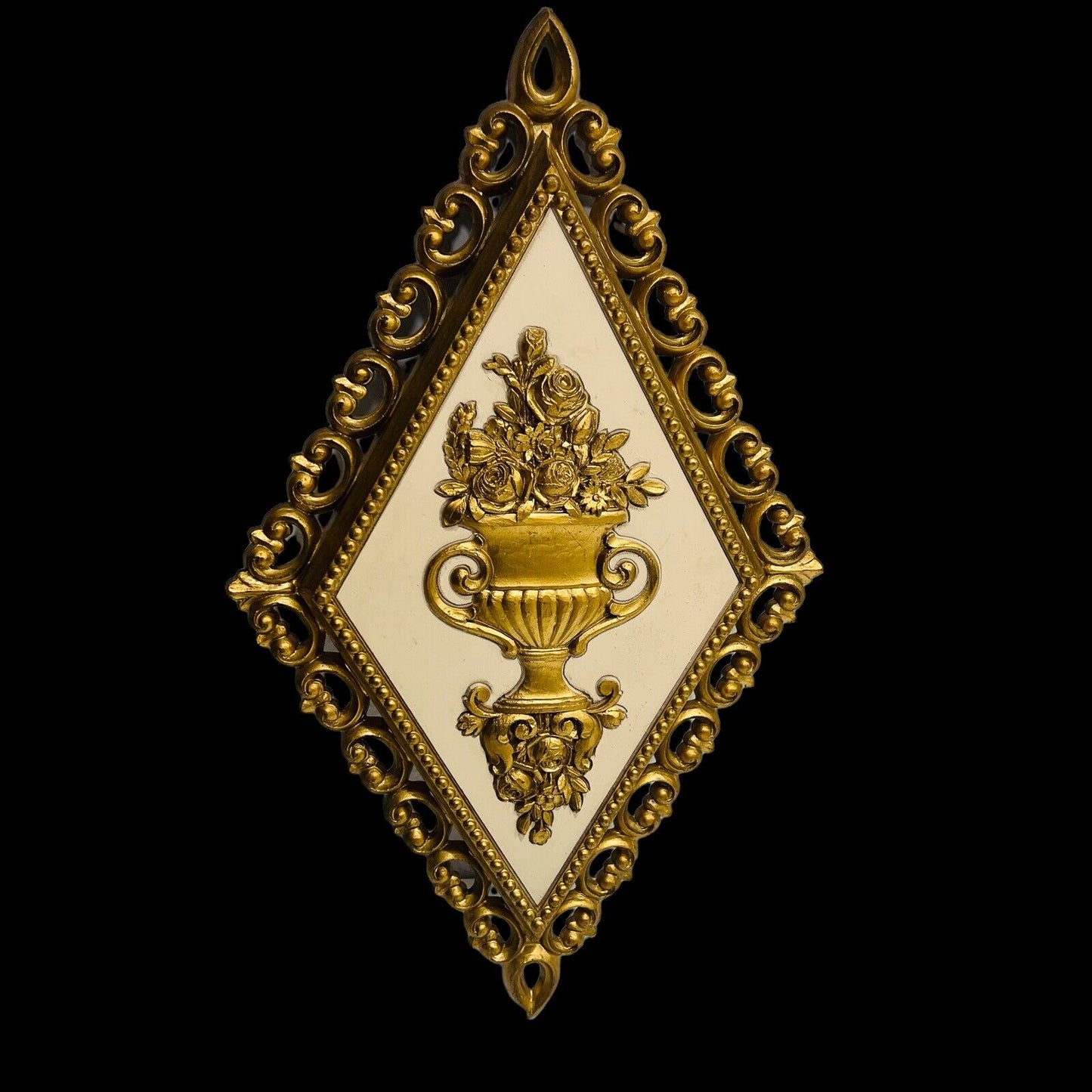 Homco Retro Plaques Wall Gold 14in Tall Plastic SYROCO Burwood-Style Set of 3