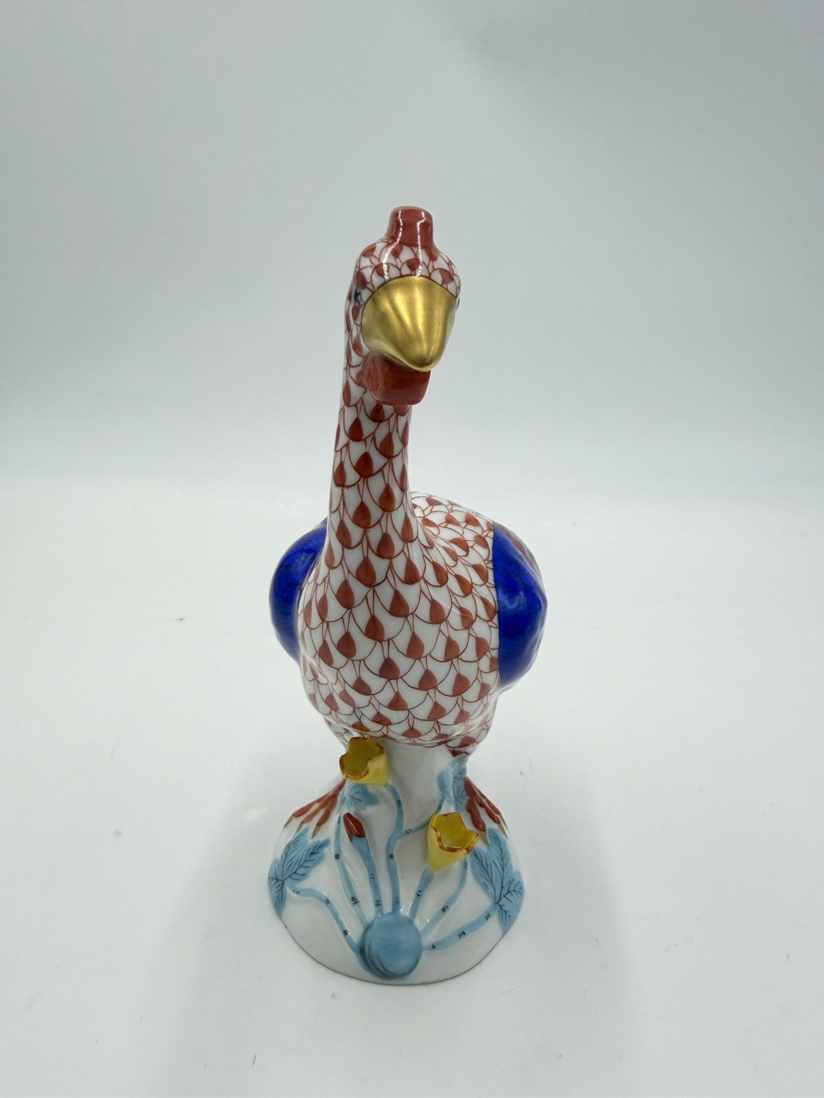 HEREND Hungary Porcelain Guinea Hen Bird Fowl Fishnet Hand Painted 6" Figurine