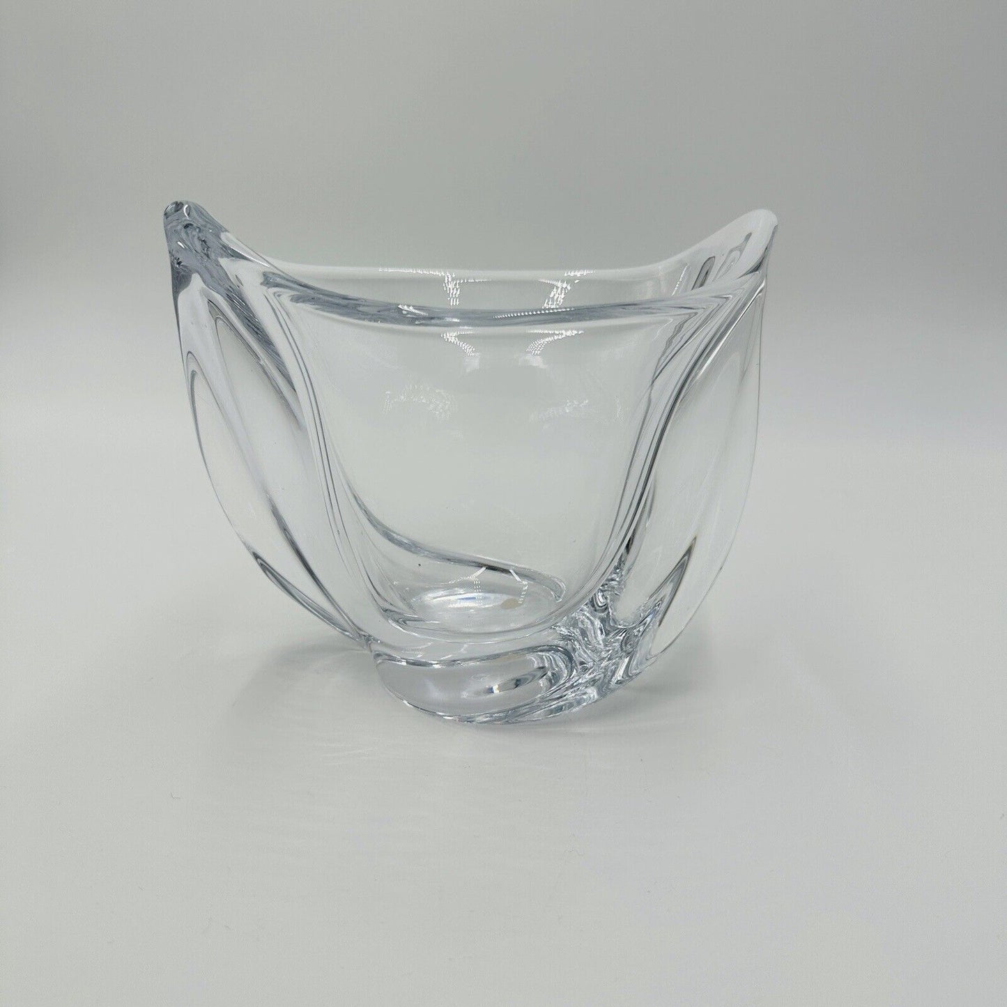French Crystal Art Glass Twist Vase 6in H Marked Vintage Clear Decor Home MCM