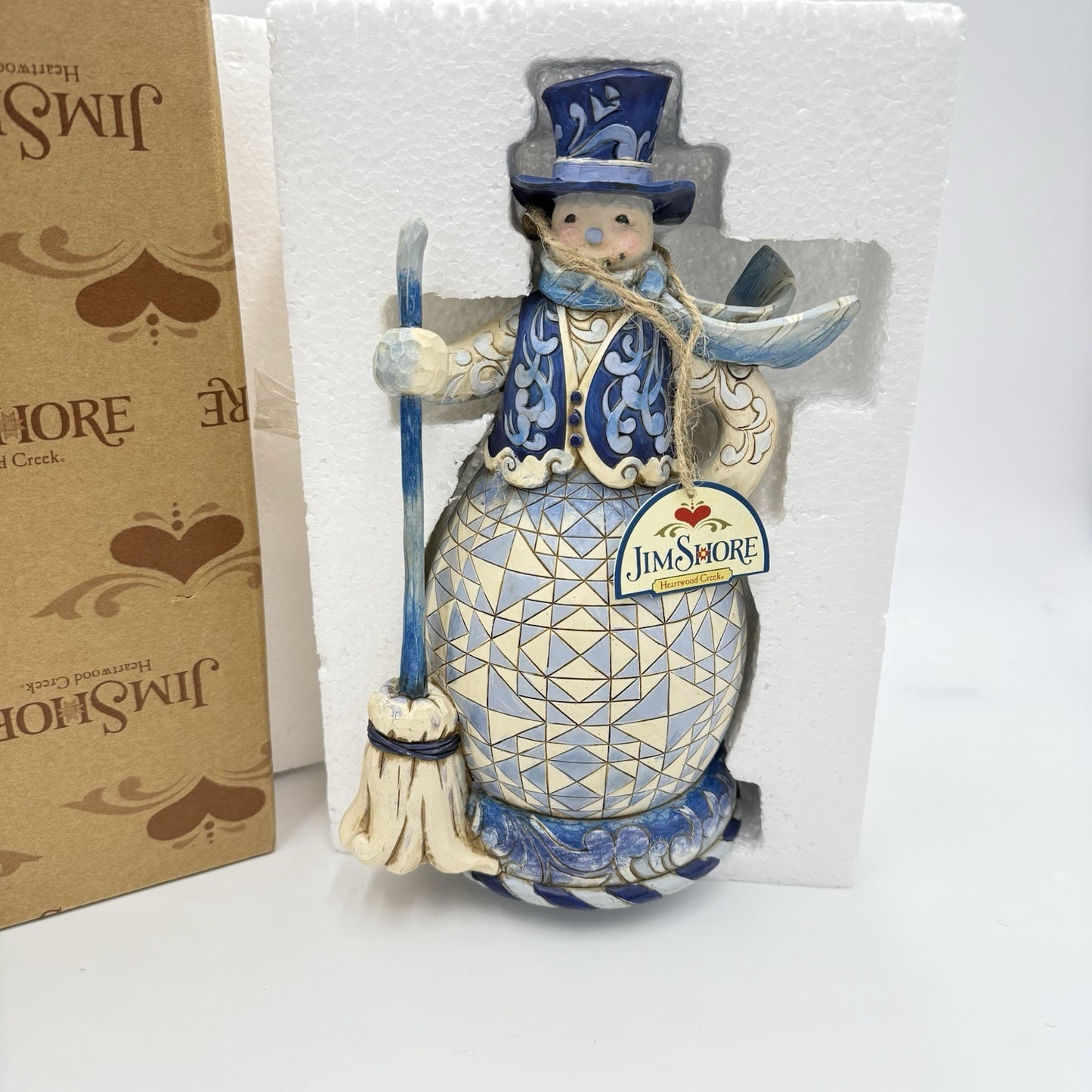Rare JIM SHORE Blue Snowman"SWEEP AWAY THE WINTER BLUES" #4019787 Figurine 2010