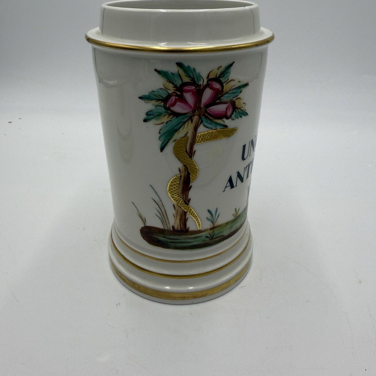 Antique 1800's Apothecary French Old PARIS Porcelain Balsam ANTIPS Canister Lid