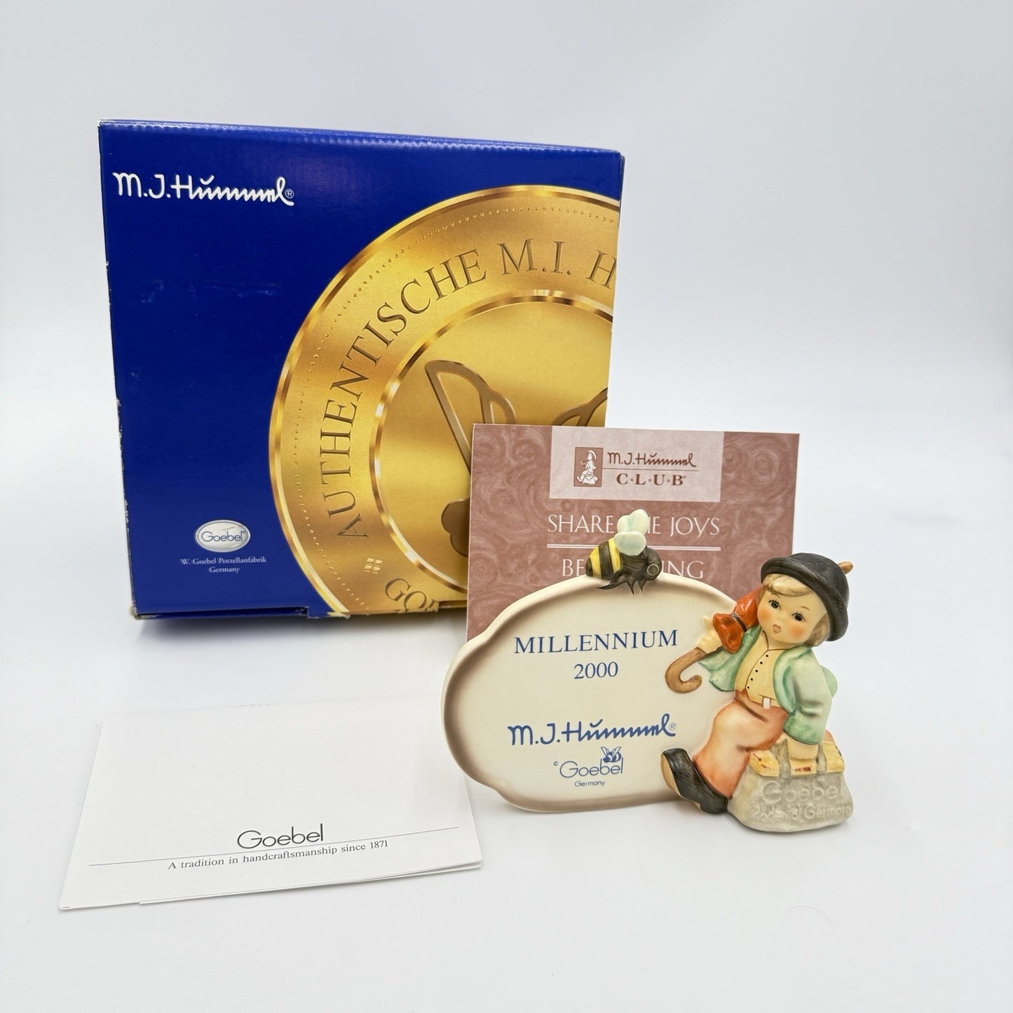 Hummel Goebel Germany Plaque Merry Wanderer w/Bumble Bee" #900 Millennium Figure