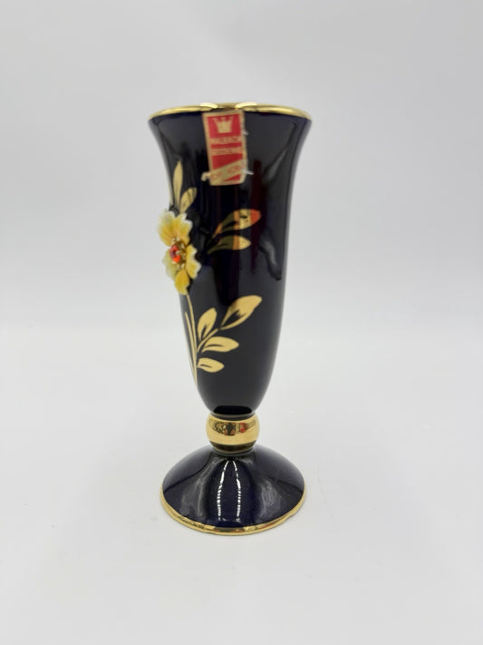 Antique Ges Gesch Geschenke Germany Cobalt Blue Gold Flowers 5”H Porcelain