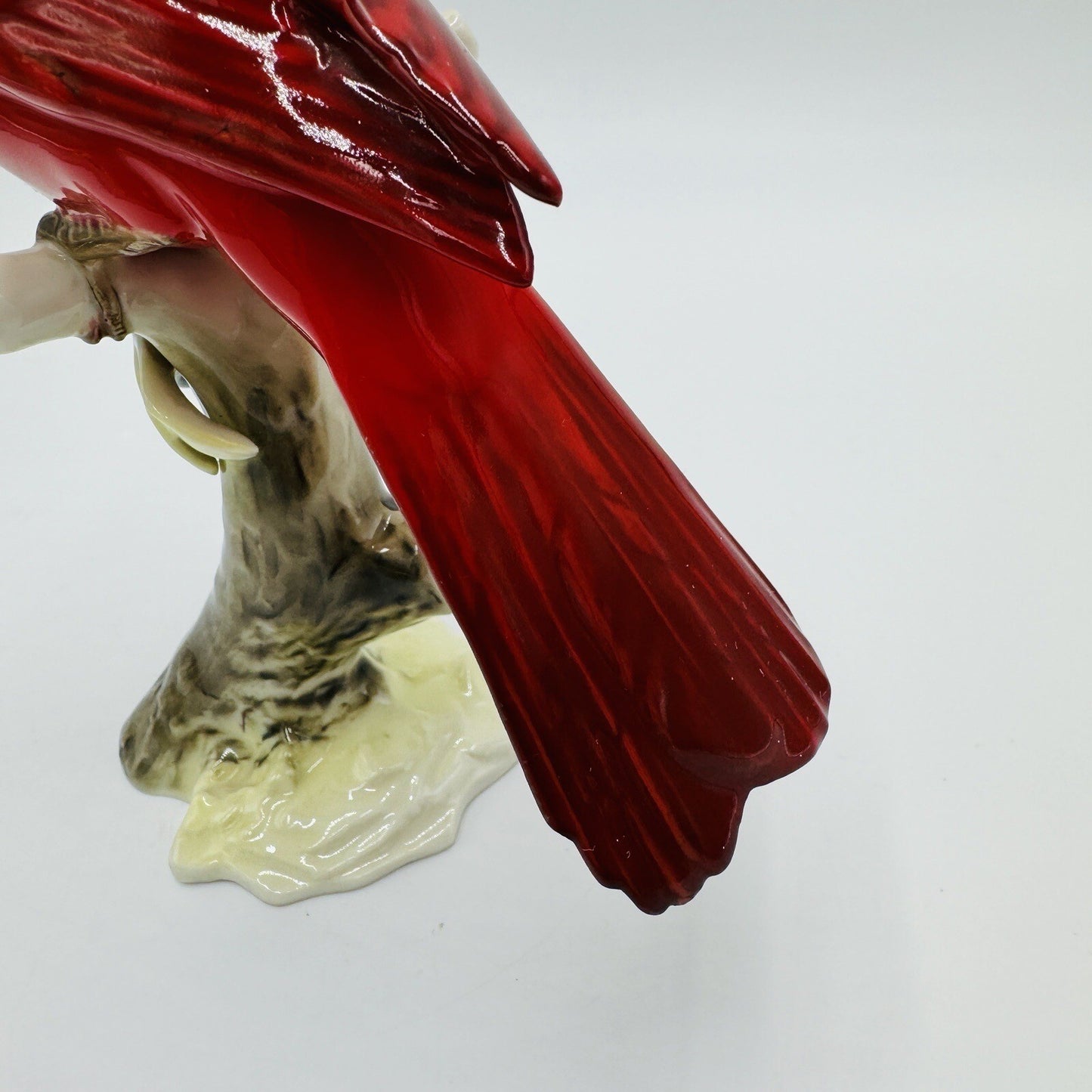 Hutschenreuther Kunstabteilung Cardinal Bird Figurine Porcelain Germany Red Vtg