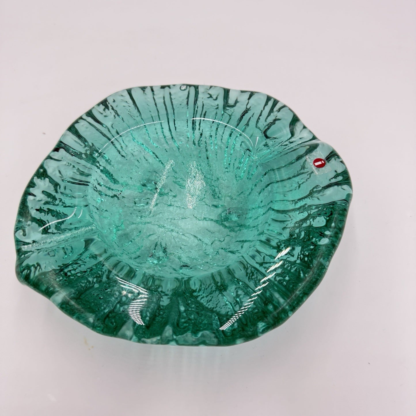 iittala Finland art glass green emerald ashtray footed bowl Rare 2” X 6.5”L X6”w