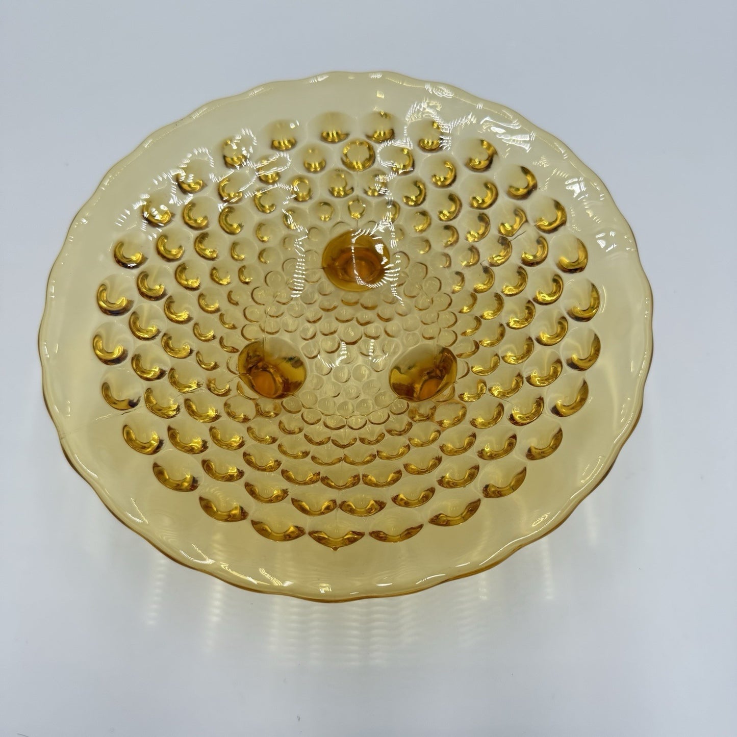 Vintage L.E. Smith Art Glass Amber footed Hobnail Bowl Candy Dish 2”x7”