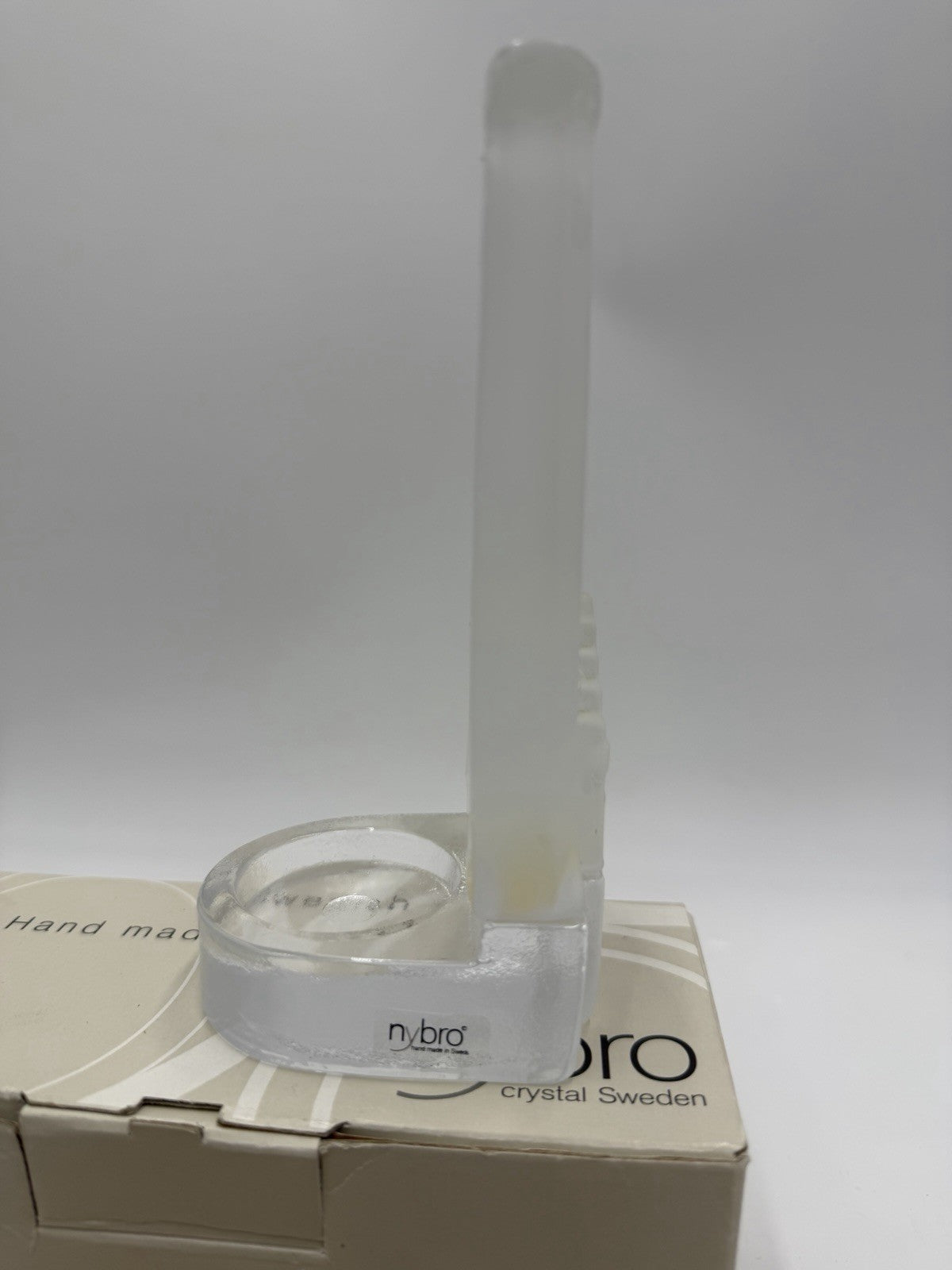 Nybro crystal Sweden votive candle holder Oscarsborg watch tower Box /COA
