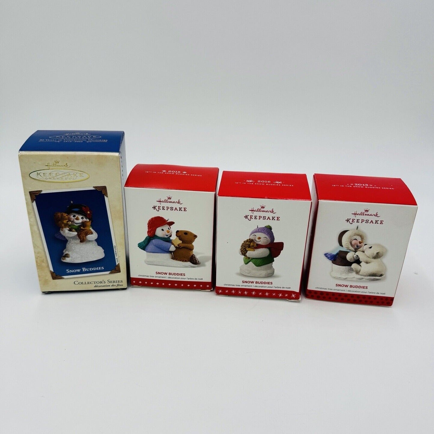 Hallmark Keepsake Ornaments Set 4 Snow Buddies Christmas 2013 2015 2016 2006