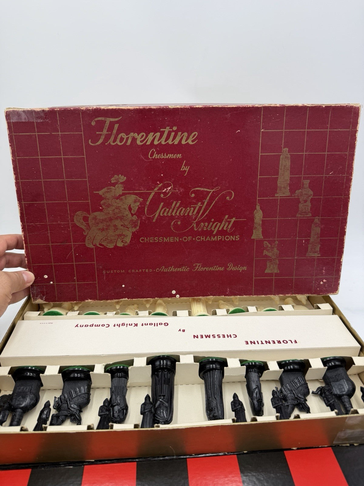 Vintage Florentine chessmen By Gallant Knight Chessmen Of Champions Game USA