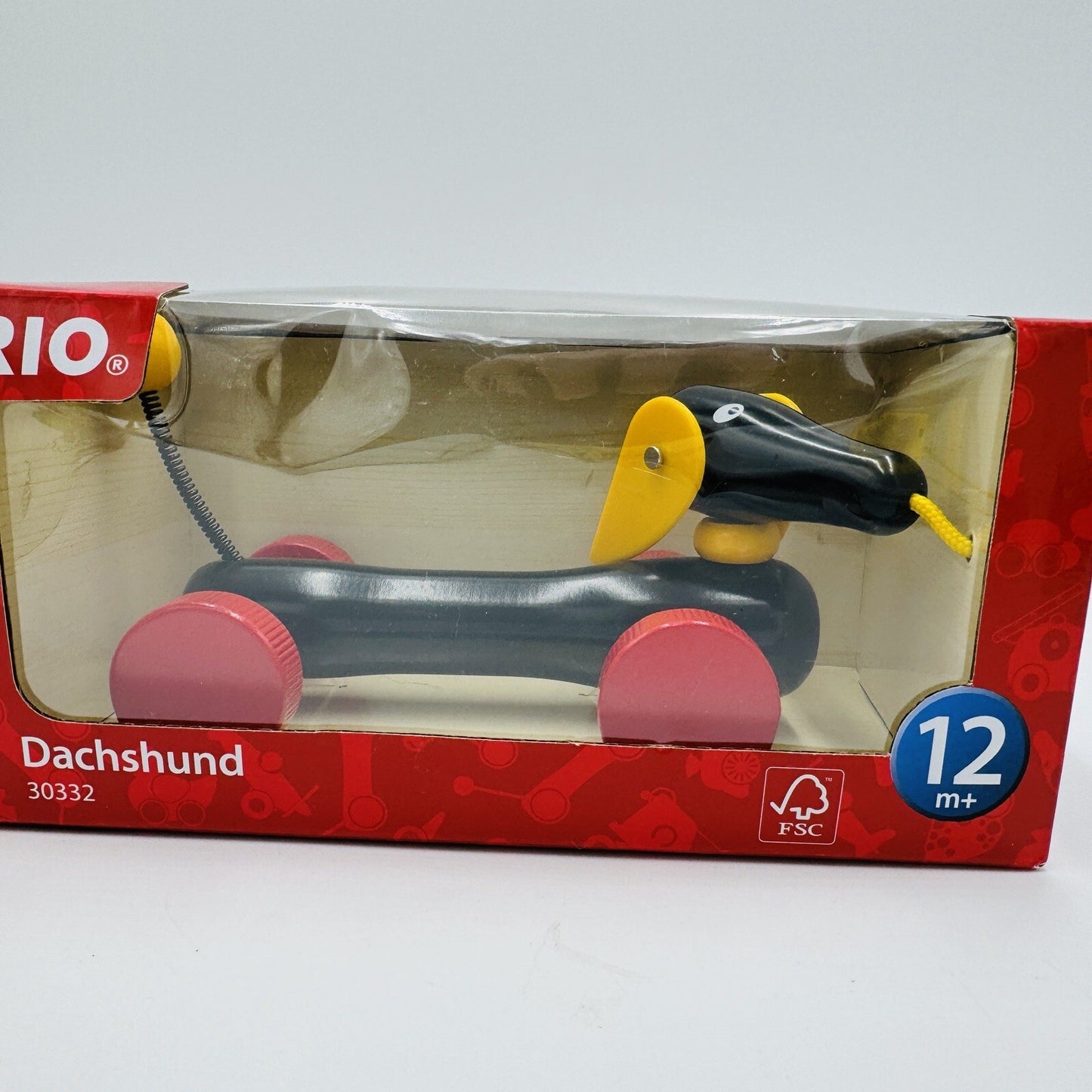 BRIO Sweden 30332 Pull Along DACHSHUND Wiener Dog 7" Wooden Toddler Pull Toy