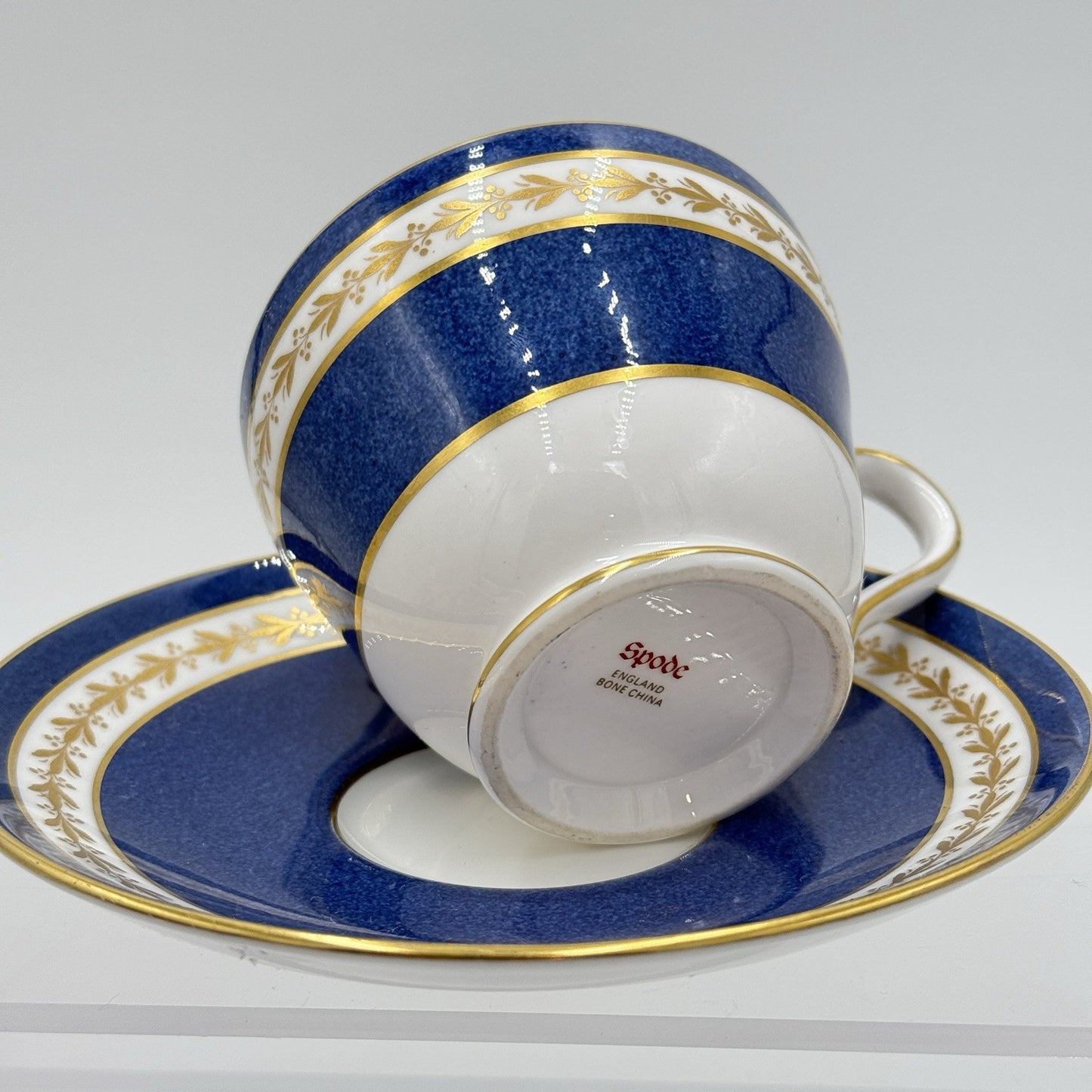 Rare Spode CRAVEN English Pattern Porcelain Teacup & Saucer Blue Gold Lauren