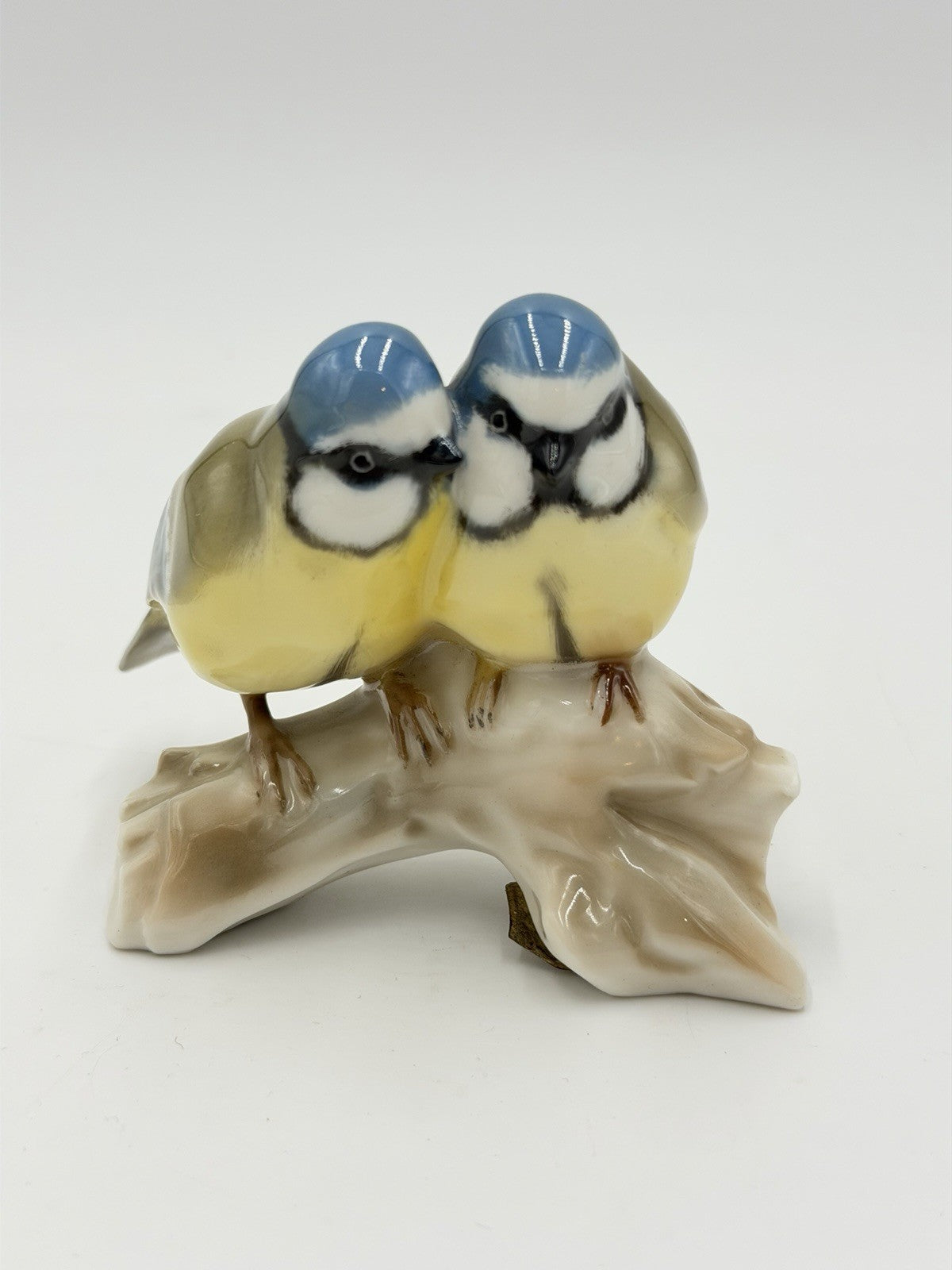 Hutschenreuther Germany Porcelain Blue Titmouse Birds Figurine 3.5”Vtg